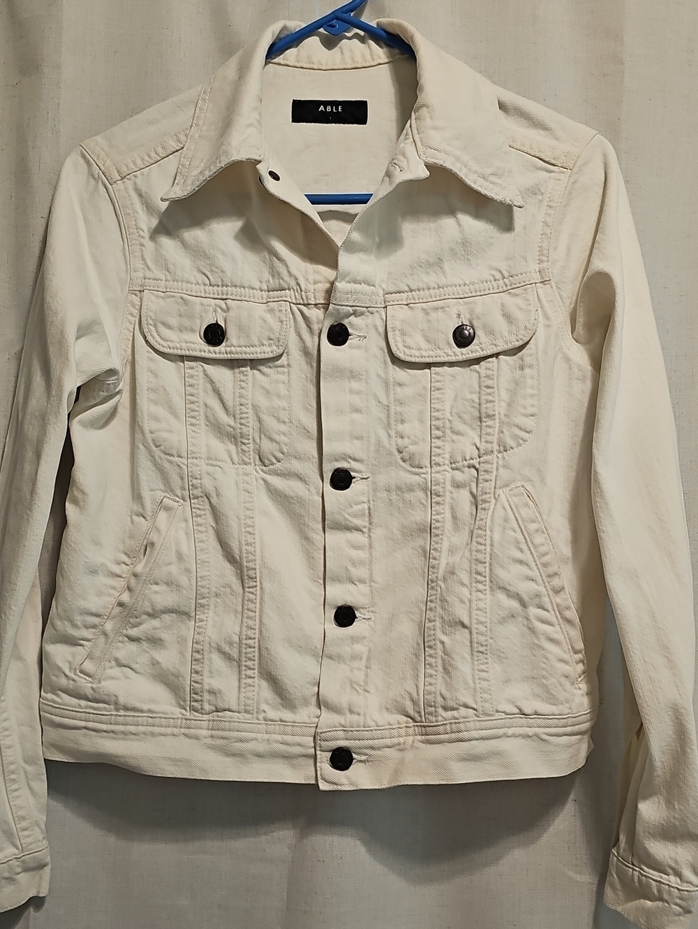 ABLE Women's Cream Button-Up Denim Jacket